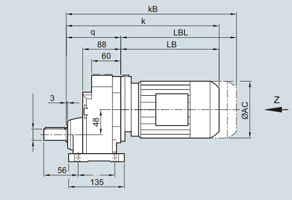 E39減速機,EF39減速電機,EZ39減速器尺寸圖