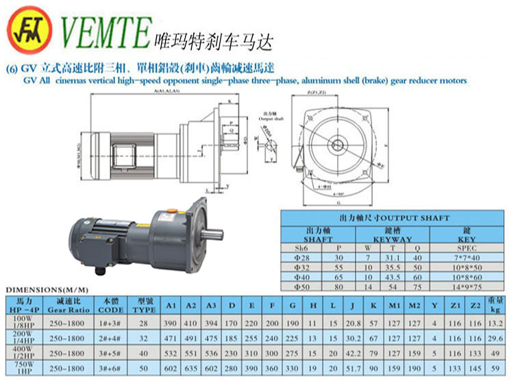 GV立式高速比付三項(xiàng)，單項(xiàng)鋁殼剎車齒輪減速馬達(dá)